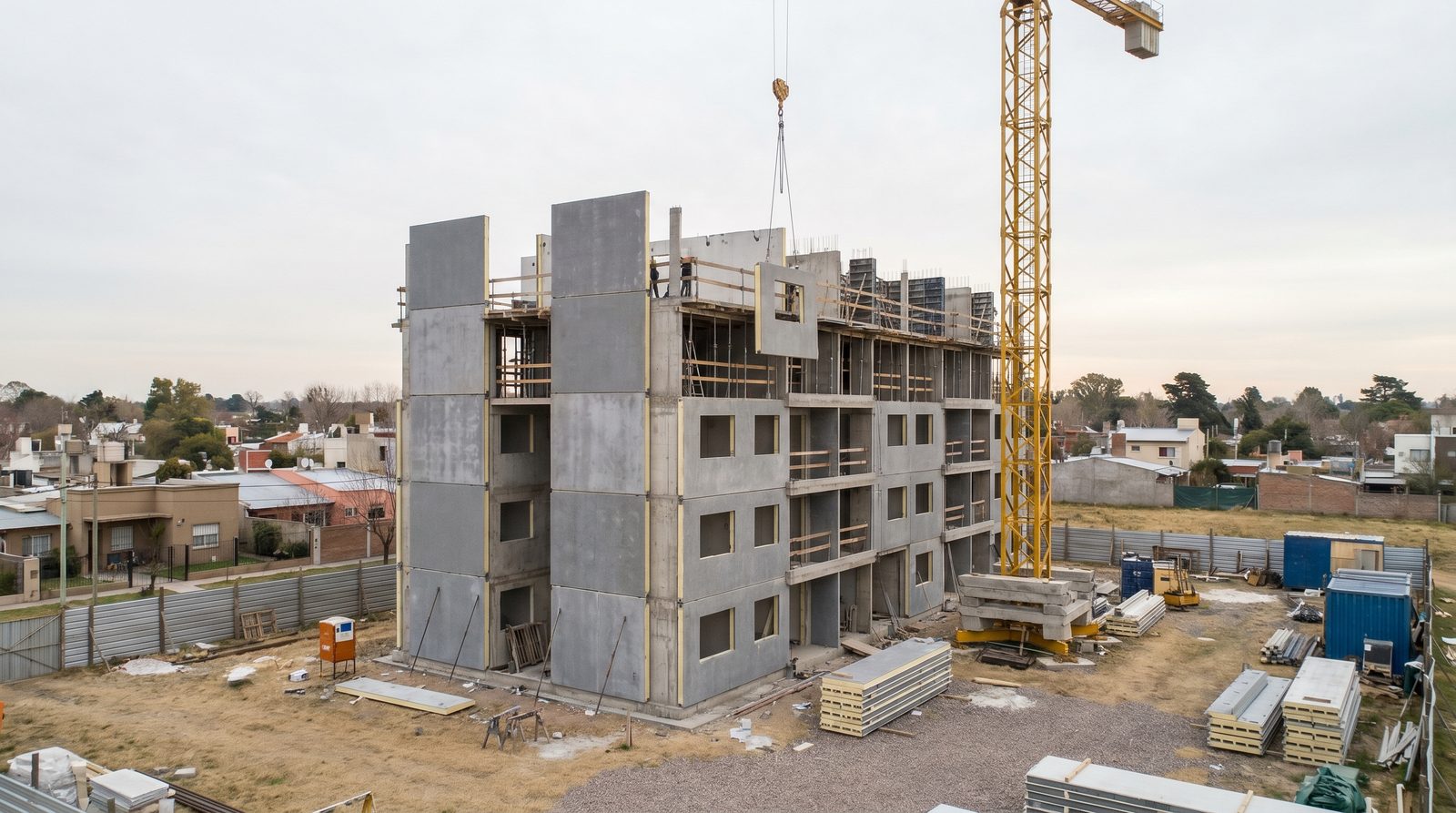 Edificio en montaje con paneles Inbuild